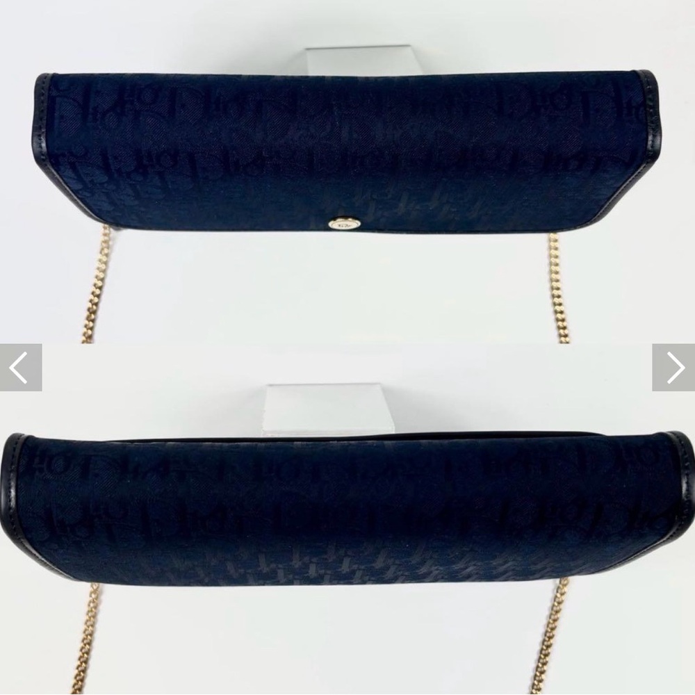 Dior Midnight Blue Monogram Clutch with Gold Chain - Picture 7 of 10